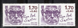 France 2357b Variété Sartre Point Sur Le I De Française  Avec Original Se Tenant Neuf ** TB MNH Sin Charnela - Unused Stamps