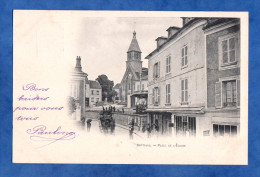 CPA Précurseur - SEPTEUIL - Place De L'Eglise - Manège & Diligence - 1903 - Pharmacie - Septeuil