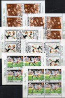 Italia 1990 Fußball WM Korea 2914/6 Je 4-KB A+C O 42€ Flaggen Der Nationen Spieler Bloc Hb M/s Soccer Sheetlets Bf Corea - Oblitérés