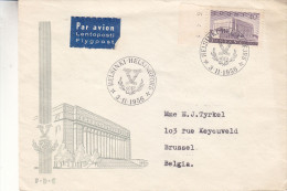Finlande - Lettre De 1956 - Oblitération Helsinki - Expédié Vers La Belgique - Batiments - Valeur 6 Euros - Briefe U. Dokumente