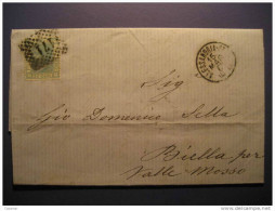 Alessandria 1869 To Biella Per Valle Mosso 171 Cancel Stamp On Folded Letter Cover ITALY Italia - Autres & Non Classés