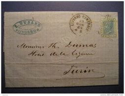 Livorno Centrale 1869 To Turin Torino Cancel Stamp On Folded Letter Cover ITALY Italia - Altri & Non Classificati