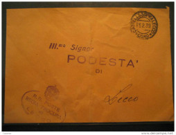 ITALY Castellosopralecco ? Como 1939 To Lecco Postage Paid R.R. Poste Regia Procura Cover Italia - Franchigia