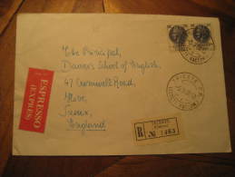 Trieste 1966 To Sussex England GB UK 2 Stamp On Registered Expres Label Cover Italy Triest - Autres & Non Classés