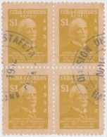 1952-141 CUBA REPUBLICA 1952. 1$ Ed.520. CHARLES HERNANDEZ BLOCK 4 USADO - Usati