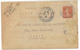 ENTIER POSTAL AVEC REPIQUAGES ..LEGENDRE FRERES CONSTRUCTEURS  PARIS 1942. - Bijgewerkte Postkaarten  (voor 1995)