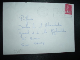 LETTRE TP MARIANNE DE BEQUET 0,80 Réutilisé Avec Son Support Papier OBL.MEC.11-4-1975 NANCY GARE (54 MEURTHE ET MOSELLE) - 1971-1976 Marianne (Béquet)