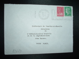 LETTRE TP MARIANNE DE BEQUET 0,50 VARIETE + CHEFFER 0,30 OBL.MEC.16-1-1975 BACCARAT (54 MEURTHE ET MOSELLE) - 1971-1976 Marianne (Béquet)