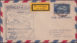 1931-PV-52 CUBA FIRT FLIGHT 1931, 4 DICIEMBRE. Ed.E106. NUEVITAS- VIRGIN IS ST THOMAS. - Poste Aérienne