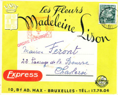 180/24 - Lettre EXPRES Affranchissement MIXTE Mécanique + TP Exportations BXL 1948 Vers Charleroi - ...-1959