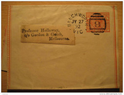 1892 Beechworth To Melbourne Half Penny Stamp Duty Servicio Sello Faja Impresos Newspapers Wrapper VICTORIA Australia - Briefe U. Dokumente