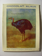 IMAGE CHROMO CHOCOLAT KLAUS - N°6 - CASOAR A CASQUE (AUSTRALIE) - 7cm X 9cm - Oiseau Bird Volatile Australia - Sonstige & Ohne Zuordnung