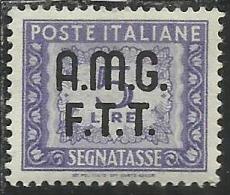 TRIESTE A 1947 - 1949 AMG-FTT SOPRASTAMPATO D'ITALIA OVERPRINTED SEGNATASSE POSTAGE DUE TASSE TAXE LIRE 5 MNH CENTRATO - Taxe