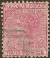 NZ 1874 2d QV P12x11.5 SG 181 U #RT52 - Gebruikt