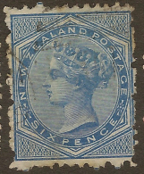 NZ 1874 6d QV P12.5 SG 156 U #RT55 - Gebruikt