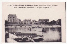 QUIBERON (Morbihan)  Publicité Hôtel De L'Océan En Face De Belle Ile En Mer-Madame Le Quellec Propriétaire-Barque-Bâteau - Quiberon