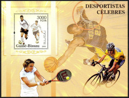 GUINEA BISSAU 2005 - FAMOUS SPORTSMEN - FOOTBALL: MICHAEL BALLACH - SHEET - BASKETBALL / TENNIS / CYCLING - Ungebraucht