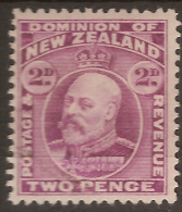 NZ 1909 2d Mauve KEVII P14x14,5 SG 388 HM #RV37 - Ongebruikt