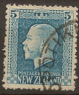 NZ 1915 5d Light Blue KGV P14x13.5 SG 424 U #RV51 - Gebruikt