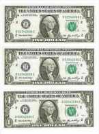 3 BILLETS NEUFS USA ONE DOLLAR SUITE NUMERIQUE DE 3 NUMEROS SERIES 2006 AMERICA ETATS UNIS - Other & Unclassified