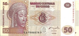 CONGO 50 FRANCS BEIGE ARTIFACT FRONT NATIVE HUTS FISH BACK DATED 31-07-2007 UNC LIKE P95a READ DESCRIPTION !! - Democratische Republiek Congo & Zaire