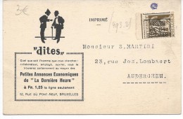 Carte Préoblitérée 1933 Carte De La Dernière Heure - Typos 1932-36 (Cérès Und Mercure)