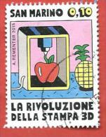 SAN MARINO USATO - 2015 -  La Rivoluzione Della Stampa 3D - 0,10 € - S. 2469 - Used Stamps