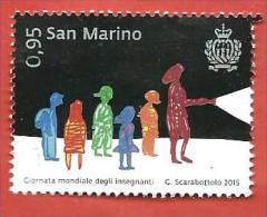 SAN MARINO USATO - 2015 - Giornata Mondiale Degli Insegnanti - Sagome Di Alunni E Insegnante - € 0,95 - S. 2480 - Gebruikt