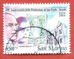 SAN MARINO USATO - 2004 - 450º Anniversario Della Fondazione Di San Paolo Del Brasile - € 0,80 - S. 2013 - Oblitérés