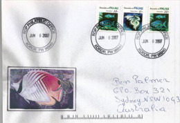 Delcampe - Lettre De L'île Palau (Océanie)  Adressée En Australie  (le Bénitier Géant & Faune Marine) - Palau