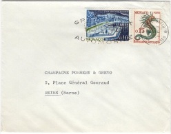 MON-L5 - MONACO N° 539A+540 Sur Lettre Pour Reims - Storia Postale