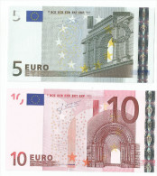 BANCONOTE DA 5 Euro K003 E 10 EURO K007 T IRLANDA TRICHET UNC RARE - CATALOGO 45 Euro - Sonstige & Ohne Zuordnung