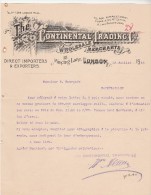 Lettre 1910 The Continental Trading Wholesale Merchants Import Export LONDON - Xaintrailles Lot Et Garonne France - Royaume-Uni