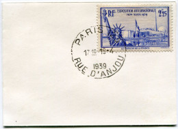 FRANCE LETTRE AFFRANCHIE AVEC LE N°426 EXPOSITION INTERNATIONALE DE NEW YORK OBLITERATION 1er JOUR PARIS 18-4-1939 - ....-1949