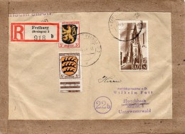 Allemagne Zone Française Lettre Recommandée Freiburg 1948 - Altri & Non Classificati