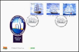 Ireland, 2005, Ship, Tall Ships´ Race, Waterford, First Day Cover, Port, Transport, Set Of 3 Stamps On FDC. - FDC