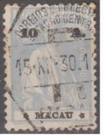 MACAU - 1913,  Ceres.  10 A. (Papel Liso, Fino Ou Médio. D. 12 X 11 1/2) ( Lll-lV )  (o)  MUNDIFIL  Nº 217b - Gebruikt