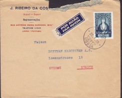 Portugal POR AVIAO Par Avion Label J. RIBEIRO DA COSTA, LISBOA 1953 Cover Letra ZÜRICH  Schweiz 3.50 E Santa Joana - Lettres & Documents