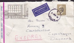 Turkey MIT LUFTPOST Par Avion Label EKSPRESS, TURISTIK EMEK OTELI, AFYON 1964 Cover BLettera CHARLOTTENLUND Denmark (2 S - Airmail