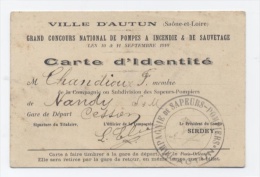 CARTE D´UN POMPIER DE 1910 VILLE D'AUTUN  -C32 - Feuerwehr