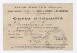 CARTE D´UN POMPIER DE 1910 VILLE D'AUTUN  -C32 - Bomberos