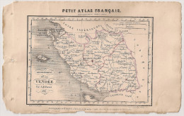 Carte Département De Vendée, De 1841 Par Perrot. Petit Atlas Français. Géographie Langlois. Bourbon-Vendée Fontenay - Landkarten
