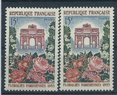 [14] Variété : N° 1189 Floralies Parisiennes Fleurs Jaune-orange Au Lieu De Rouge-orange + Normal ** - Ongebruikt