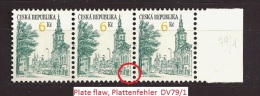 Czech Republic  Tschechische Republik  1994 MNH ** Mi 52 Sc 2893 Städte Slaný. Plate Flaw, Plattenfehler  DV79/1 - Neufs