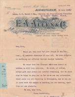 Lettre 1913 E A ALLEN Brass Founders BIRMINGHAM - Cognac Charente France - Verenigd-Koninkrijk