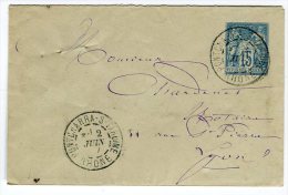 Oblitération De " Pontcharra Sur Turdine " Pour Lyon Sur Entier Postal ( Enveloppe) 1887  Référence 410 - Standard Covers & Stamped On Demand (before 1995)