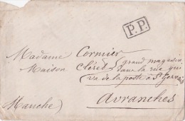 1871 T16 " LIZY-S-OURCK 27/12/70 " Verso Lettre + " PP " / Lettre > AVRANCHES Cad T17  5/1/71 - Manche Seine Et Marne - Oorlog 1870