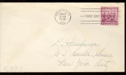 FDC Scott 836  WILMINGTON 1938  - SWEDES AND FINNS - COTE SCOTT USD 15,00 - 1851-1940