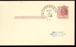 POST CARD  Scott UX 38 -  JACKSONVILLE  1956  -   SEE CANCELLATION STAMP + STAMP ON THE BACK - 1941-60