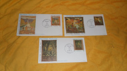 LOT DE 3 ENVELOPPES PREMIER JOUR POLYNESIE FRANCAISE DE 1988. / PEINTURE SUR TAPA. - Gebraucht